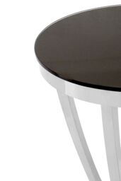 Orsina Luxurious Black Tempered Glass Side Table, Versatile Silver Finished Bedside Table, Modern Round Table - thumbnail 3