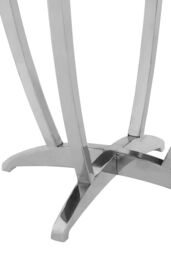 Orsina Luxurious Black Tempered Glass Side Table, Versatile Silver Finished Bedside Table, Modern Round Table - thumbnail 4
