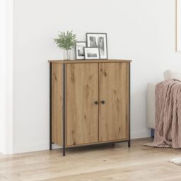 Berkfield Home Sideboard Artisan Oak 70x30x80 cm Engineered Wood & Steel in Brown - Size: 70 x 30 x 80 cm - thumbnail 1
