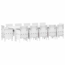 Berkfield Home White 13 Piece Garden Dining Set with Cushions White Poly Rattan - thumbnail 3