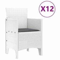 Berkfield Home White 13 Piece Garden Dining Set with Cushions White Poly Rattan - thumbnail 5