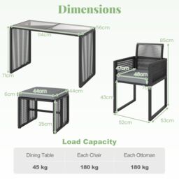 Costway 5 Pieces Patio Dining Set Outdoor Conversation Set in Grey - thumbnail 2