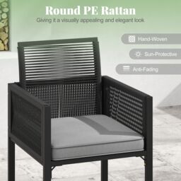 Costway 5 Pieces Patio Dining Set Outdoor Conversation Set in Grey - thumbnail 3