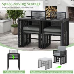 Costway 5 Pieces Patio Dining Set Outdoor Conversation Set in Grey - thumbnail 8