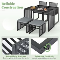 Costway 5 Pieces Patio Dining Set Outdoor Conversation Set in Grey - thumbnail 5