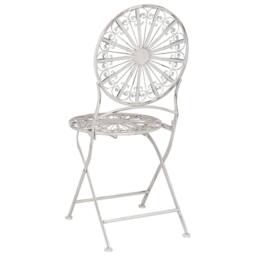 Wyld and Coco Set 2 White Iron Foldable Bistro Chairs Distressed UV Resistant - thumbnail 6