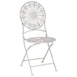 Wyld and Coco Set 2 White Iron Foldable Bistro Chairs Distressed UV Resistant - thumbnail 5