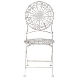 Wyld and Coco Set 2 White Iron Foldable Bistro Chairs Distressed UV Resistant - thumbnail 3
