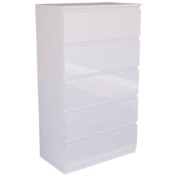 Home Discount Vida Designs Glinton 'HIGH GLOSS 5 Drawer Chest of Drawers' Storage Bedroom Furniture in White - thumbnail 6