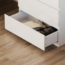 Home Discount Vida Designs Glinton 'HIGH GLOSS 5 Drawer Chest of Drawers' Storage Bedroom Furniture in White - thumbnail 5