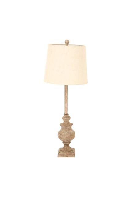 KDMD Chiaro Candlestick Table Lamp with Linen Shade - Elegant Modern Design in Brown - image 1