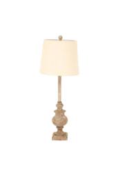 KDMD Chiaro Candlestick Table Lamp with Linen Shade - Elegant Modern Design in Brown - thumbnail 1