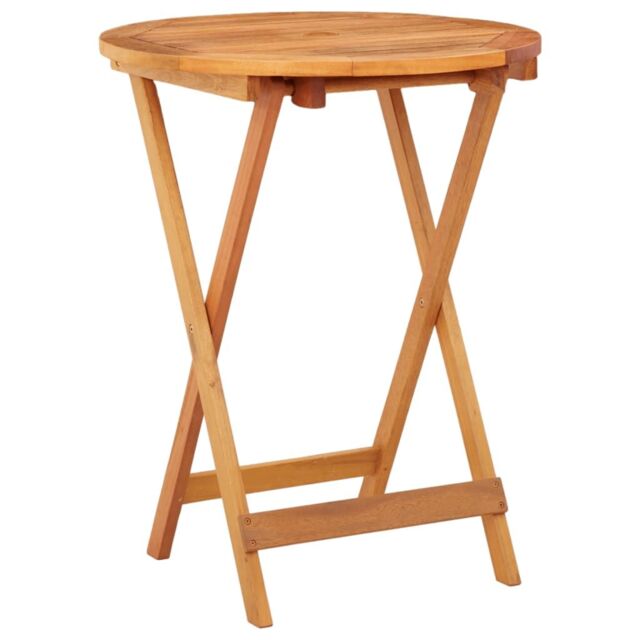 Berkfield Home Folding Garden Table Ã˜60x75 cm Solid Eucalyptus Wood in Brown - Size: 60x75 cm