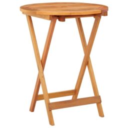Berkfield Home Folding Garden Table Ã˜60x75 cm Solid Eucalyptus Wood in Brown - Size: 60x75 cm - thumbnail 1