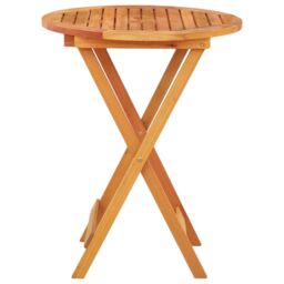 Berkfield Home Folding Garden Table Ã˜60x75 cm Solid Eucalyptus Wood in Brown - Size: 60x75 cm - thumbnail 3