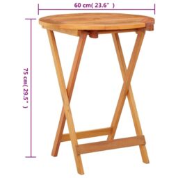 Berkfield Home Folding Garden Table Ã˜60x75 cm Solid Eucalyptus Wood in Brown - Size: 60x75 cm - thumbnail 5