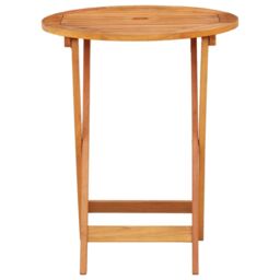 Berkfield Home Folding Garden Table Ã˜60x75 cm Solid Eucalyptus Wood in Brown - Size: 60x75 cm - thumbnail 2
