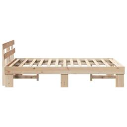 Berkfield Home Elegant Bed Frame with Headboard 140x190 cm Solid Wood Pine in Beige - thumbnail 6