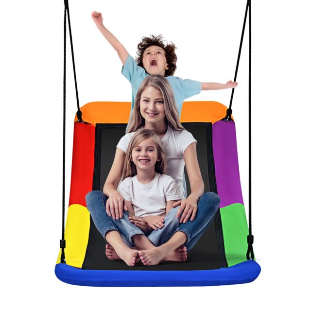 Costway Nest Swing Square Kids Swings Adjustable Hanging Ropes Outdoor Tree Swing Seat - image 1