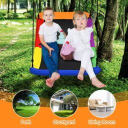 Costway Nest Swing Square Kids Swings Adjustable Hanging Ropes Outdoor Tree Swing Seat - thumbnail 7