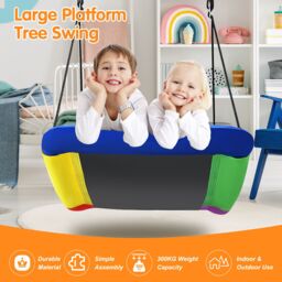 Costway Nest Swing Square Kids Swings Adjustable Hanging Ropes Outdoor Tree Swing Seat - thumbnail 4