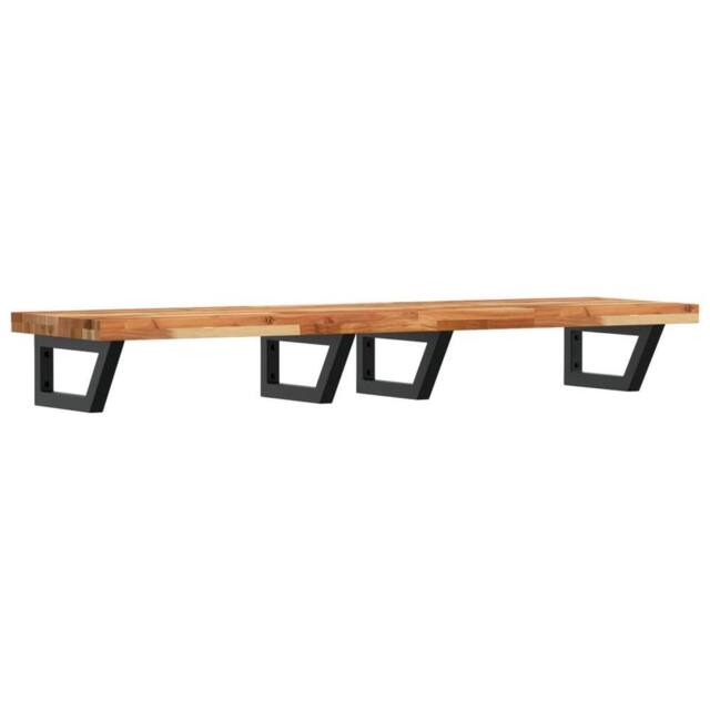 Berkfield Home Basin Shelf Wall Mounted Steel & Solid Wood Acacia in Brown - image 1