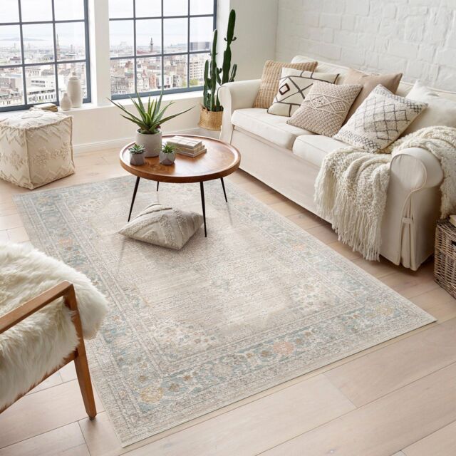 Desire Rugs Maia Washable Orchid Floral Traditional Area Rug Non-Slip -Living Room in Beige - Size: 60 cm x 220 cm - image 1
