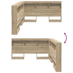 Berkfield Home Storage Headboard with Shelf with Headboard with Storage Sonoma oak 150 cm Melamine in Brown - thumbnail 9