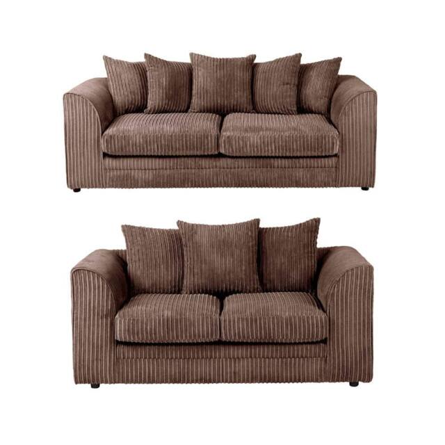 LUXURY LIFE Declan Jumbo Cord Fabric Sofa Set in Chocolate - image 1