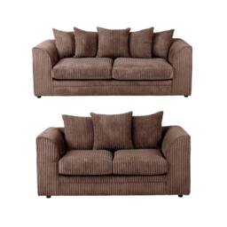 LUXURY LIFE Declan Jumbo Cord Fabric Sofa Set in Chocolate - thumbnail 1