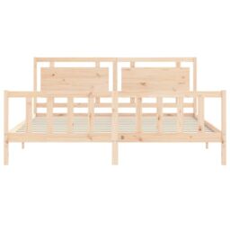 Berkfield Home Bed Frame with Headboard 180x200 cm Super King Solid Wood in Brown - thumbnail 6
