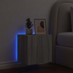 Berkfield Home TV Wall Cabinet with LED Lights Grey Sonoma 40.5x35x40 cm - thumbnail 4