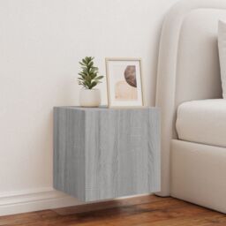 Berkfield Home TV Wall Cabinet with LED Lights Grey Sonoma 40.5x35x40 cm - thumbnail 5