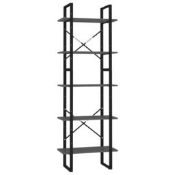 Berkfield Home 5-Tier Book Cabinet Grey 60x30x175 cm Engineered Wood - Size: 60 x 30 x 175 cm - thumbnail 1