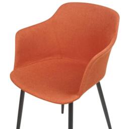 Wyld and Coco Set of 2 Orange Upholstered Dining Chairs Black Powder Coat Legs - thumbnail 7