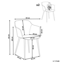 Wyld and Coco Set of 2 Orange Upholstered Dining Chairs Black Powder Coat Legs - thumbnail 4