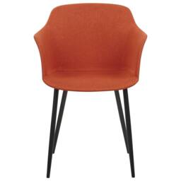 Wyld and Coco Set of 2 Orange Upholstered Dining Chairs Black Powder Coat Legs - thumbnail 5
