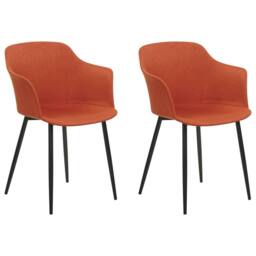 Wyld and Coco Set of 2 Orange Upholstered Dining Chairs Black Powder Coat Legs - thumbnail 2