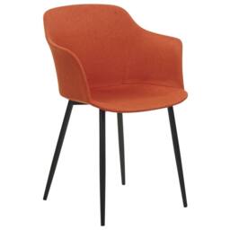 Wyld and Coco Set of 2 Orange Upholstered Dining Chairs Black Powder Coat Legs - thumbnail 3