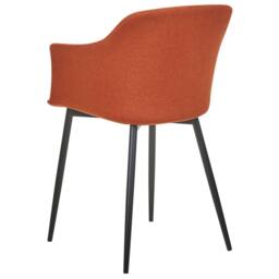 Wyld and Coco Set of 2 Orange Upholstered Dining Chairs Black Powder Coat Legs - thumbnail 6