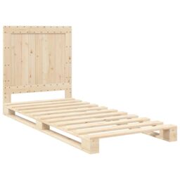 Berkfield Home Bed Frame without Mattress with Headboard 90x200 cm Solid Wood in Brown - thumbnail 3