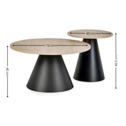 Cheshire Torrance Modern Table Set in Travertine Effect & Black - thumbnail 9