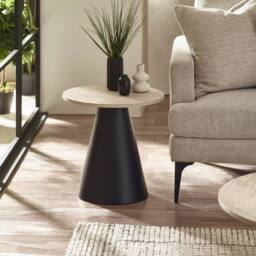 Cheshire Torrance Modern Table Set in Travertine Effect & Black - thumbnail 4