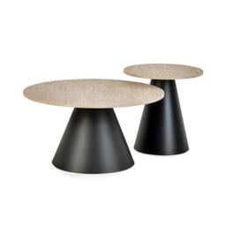 Cheshire Torrance Modern Table Set in Travertine Effect & Black