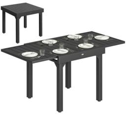 OUTSUNNY Expandable Patio Table for 4-6 People with Slatted Top, Black - Size: 160 cm x 80 cm - thumbnail 2