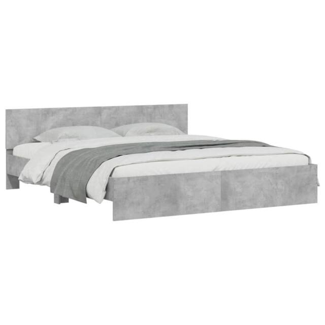 Berkfield Home Durable Bed Frame with LED without Mattress Concrete Grey 200x200 cm - image 1