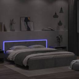 Berkfield Home Durable Bed Frame with LED without Mattress Concrete Grey 200x200 cm - thumbnail 4