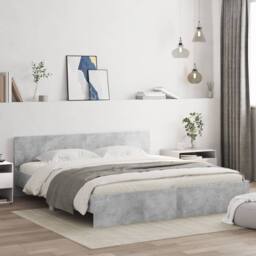 Berkfield Home Durable Bed Frame with LED without Mattress Concrete Grey 200x200 cm - thumbnail 2