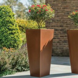 Woven Wood 90cm Zinc Copper Finish Tall Tapered Square Planter - thumbnail 3