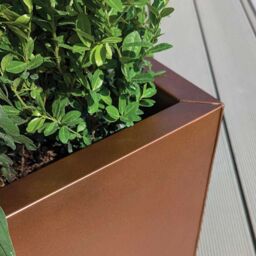 Woven Wood 90cm Zinc Copper Finish Tall Tapered Square Planter - thumbnail 8